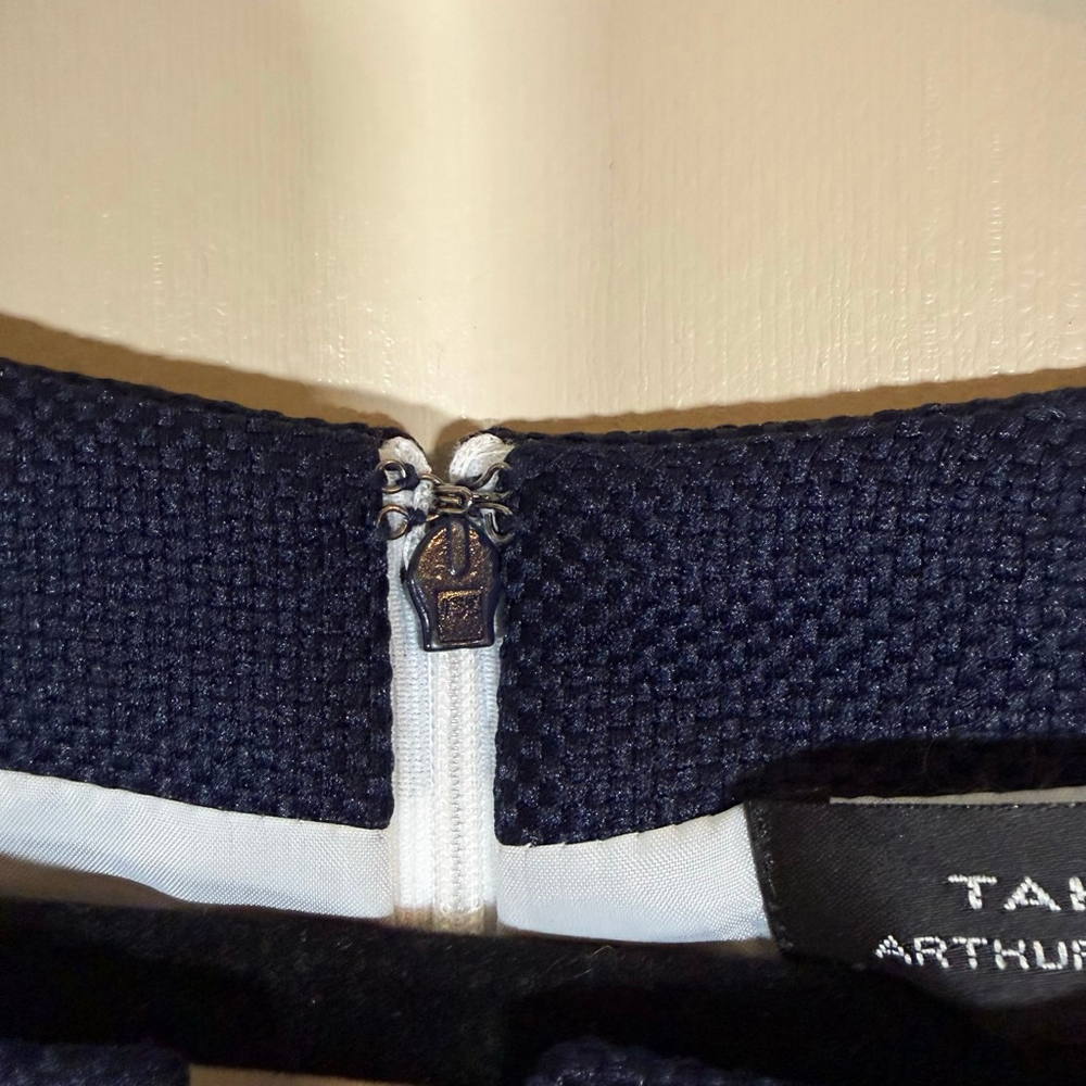 Tahari Arthur Levine Sleeveless Sheath Career Dress White Navy Colorblock 14 - Picture 6 of 8